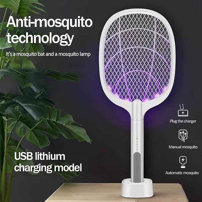 Rechargeable Electric Mosquito Killer Racket with UV Light | USB Fast Charging Bug Zapper