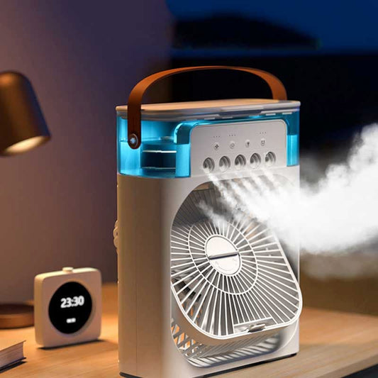 Portable Mini Air Cooler Fan with Water Mist & Ice Cooling | USB Rechargeable Personal AC